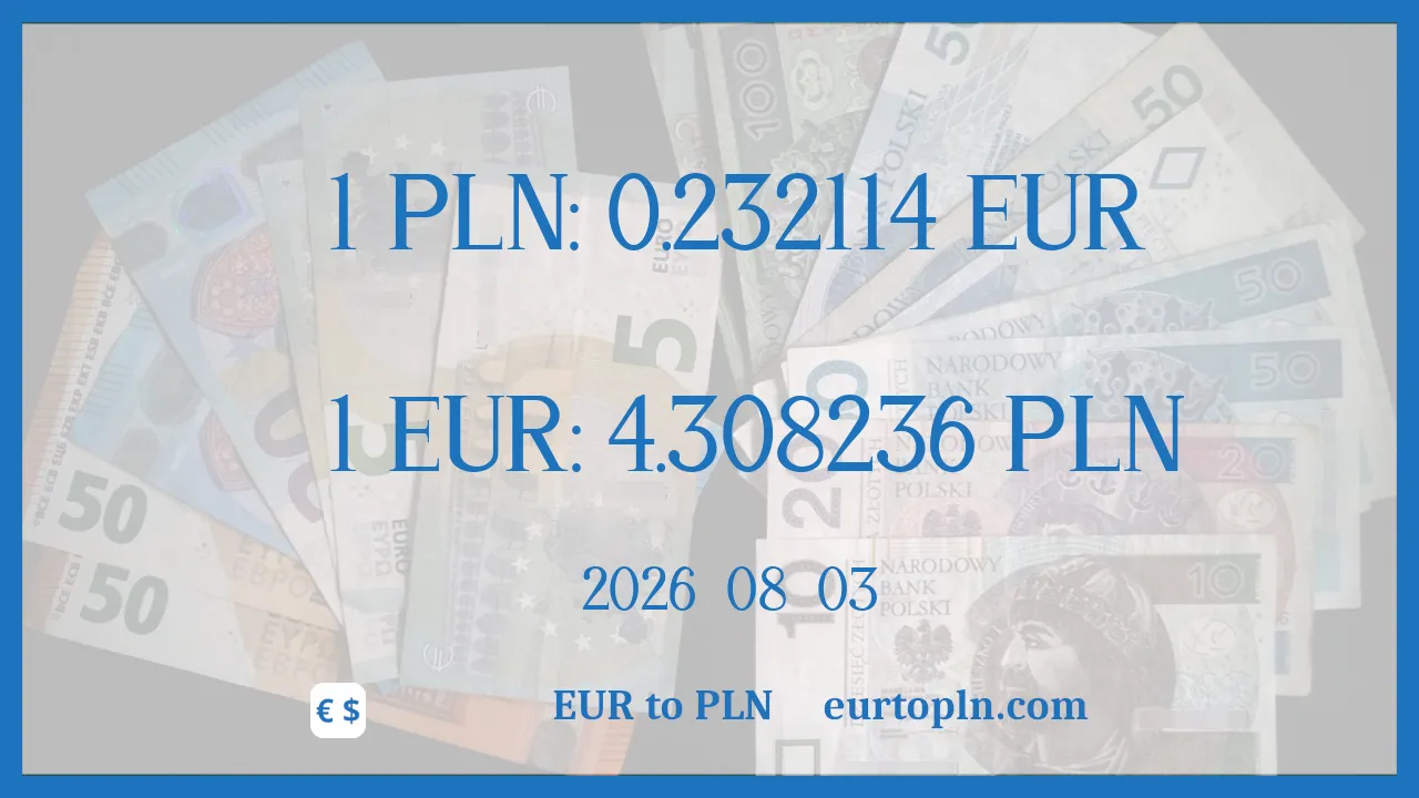 евро Кому PLN : 1€ = 4.308236zł