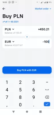 EUR to PLN with the Revolut mobile app : Exchanging EUR to PLN on the Revolut app